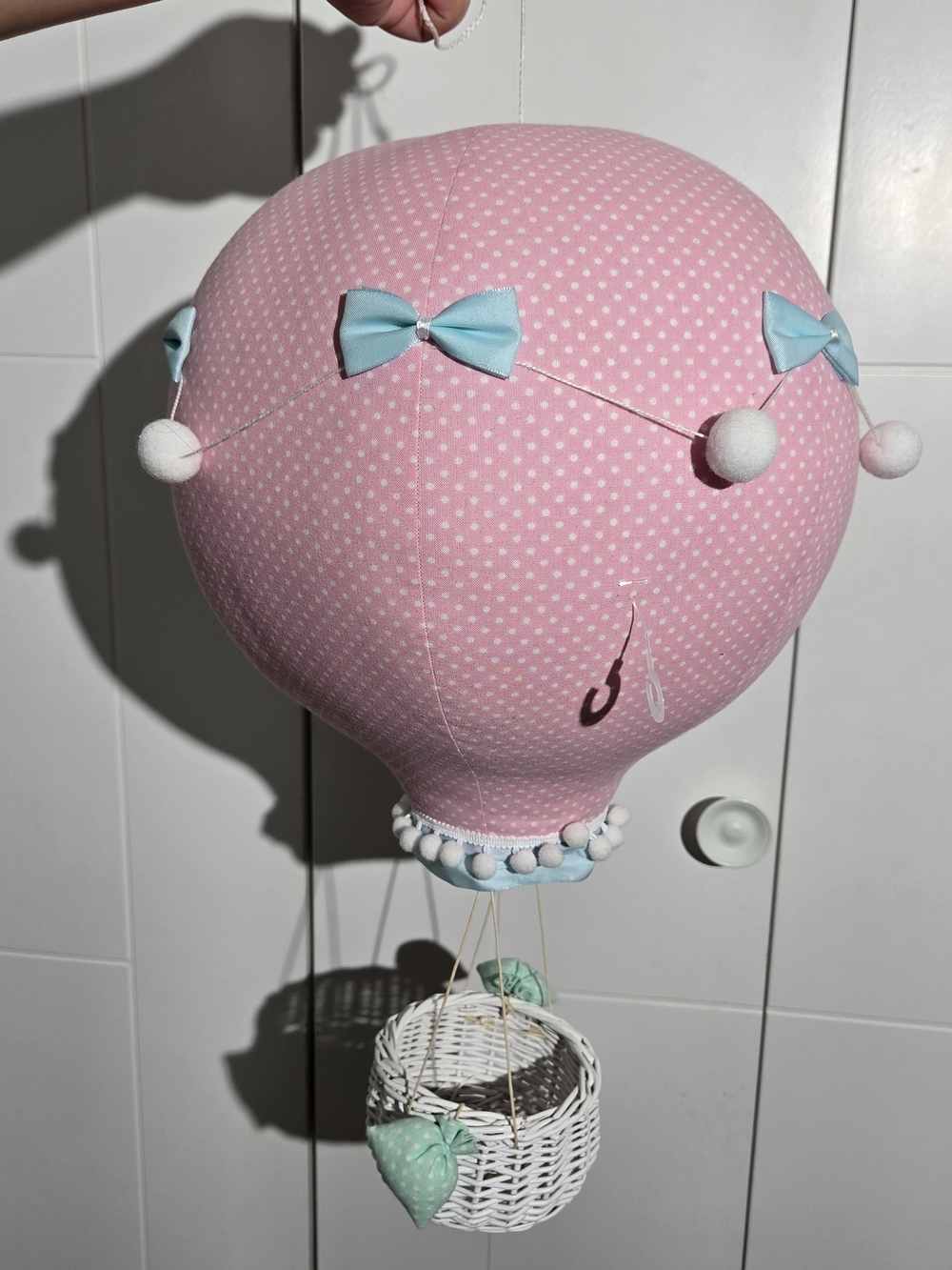 Pink Polka Dot Hot Air Balloon Nursery Hanging Decor